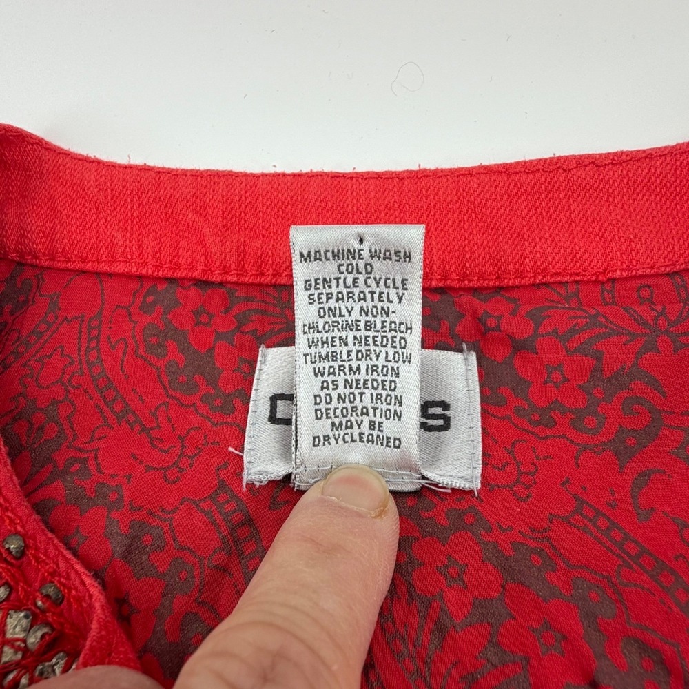 Chico's Women's Red Embellished Button Front Jacket and Tank Set - Picture 6 of 16
